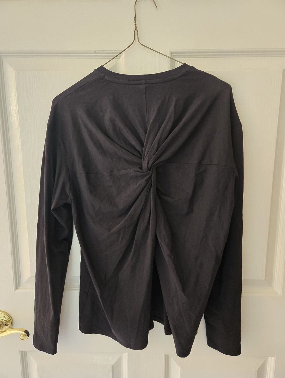 Lululemon Black Cotton Long Sleeve Top Twist Open Back Small